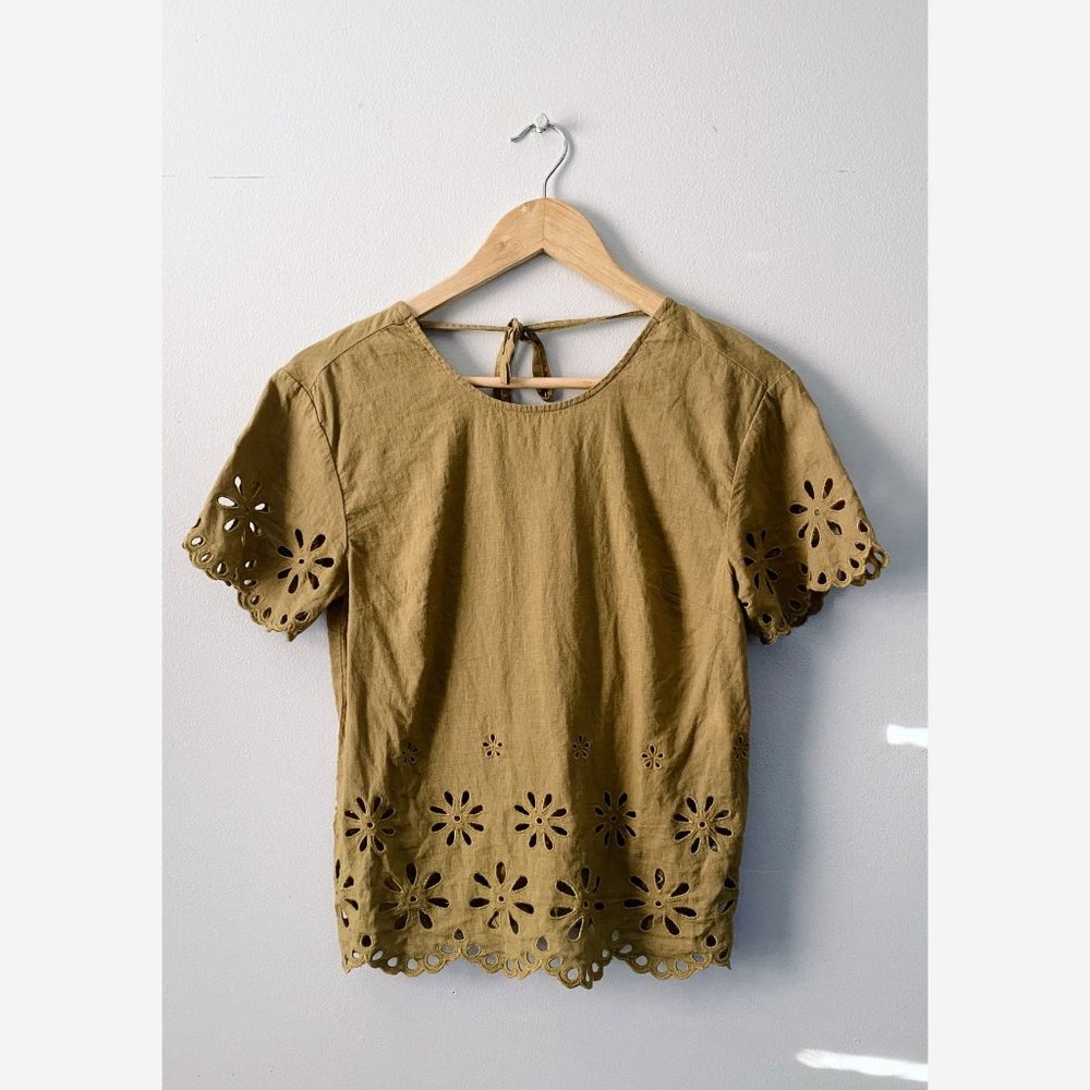 Madewell Floral Eyelet Crop Top Sz XS